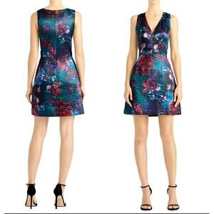 NEW! Anthropologie x Hutch 8 Metallic $228 Jacquard Fit&Flare Mini Dress Blue